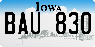 IA license plate BAU830