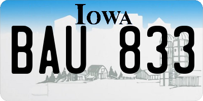 IA license plate BAU833