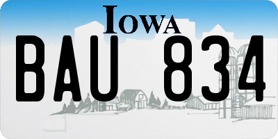 IA license plate BAU834