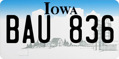 IA license plate BAU836