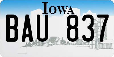 IA license plate BAU837