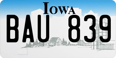 IA license plate BAU839