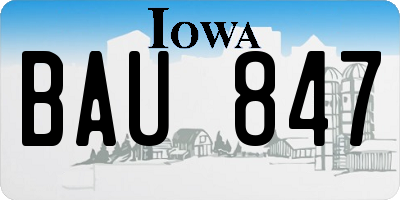 IA license plate BAU847