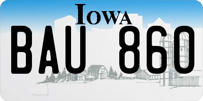 IA license plate BAU860