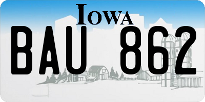 IA license plate BAU862