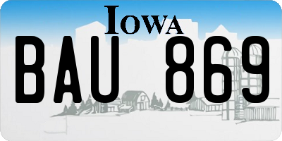 IA license plate BAU869