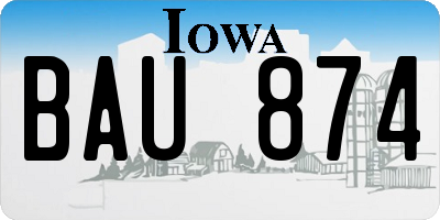 IA license plate BAU874