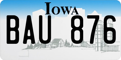 IA license plate BAU876