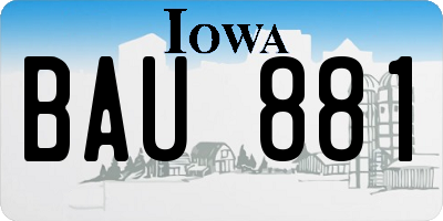 IA license plate BAU881