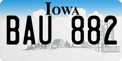 IA license plate BAU882