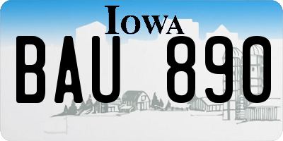 IA license plate BAU890