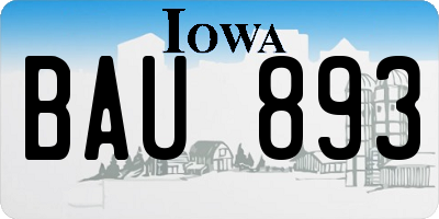 IA license plate BAU893