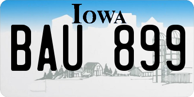 IA license plate BAU899