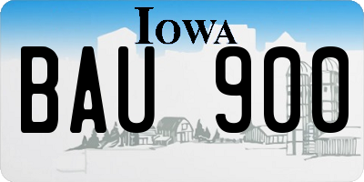 IA license plate BAU900
