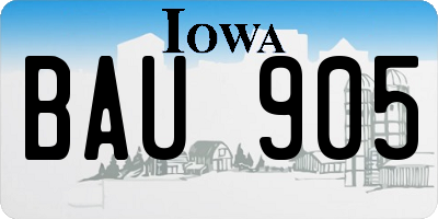 IA license plate BAU905