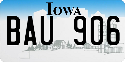 IA license plate BAU906