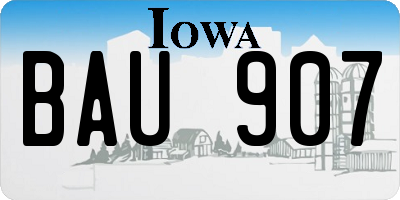 IA license plate BAU907