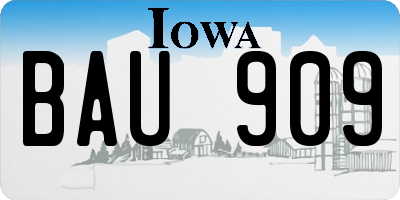 IA license plate BAU909