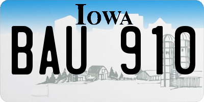 IA license plate BAU910