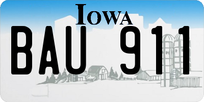 IA license plate BAU911