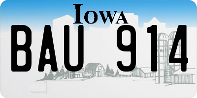 IA license plate BAU914