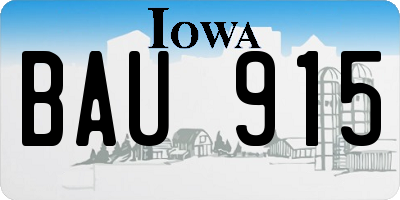 IA license plate BAU915