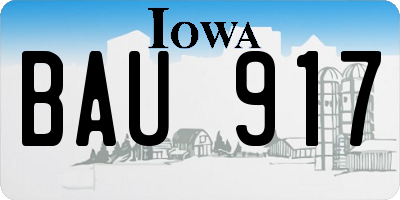 IA license plate BAU917