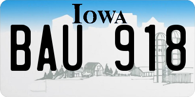 IA license plate BAU918