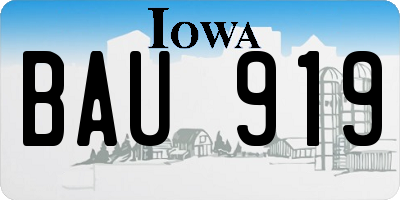 IA license plate BAU919