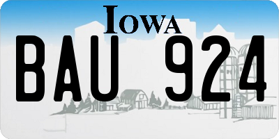IA license plate BAU924