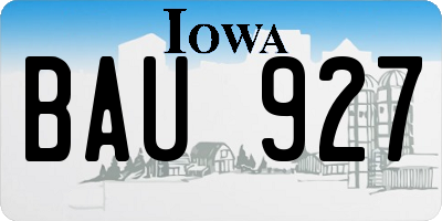 IA license plate BAU927