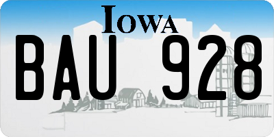 IA license plate BAU928