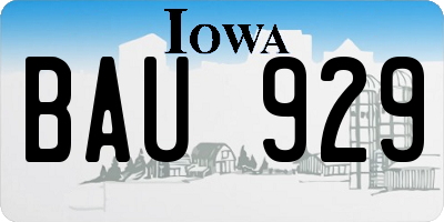 IA license plate BAU929
