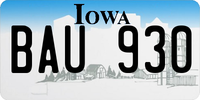 IA license plate BAU930