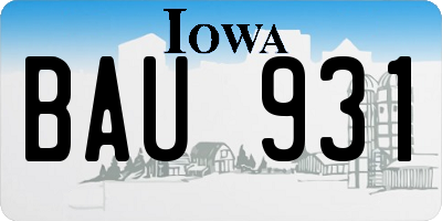 IA license plate BAU931