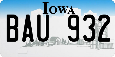 IA license plate BAU932