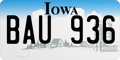 IA license plate BAU936