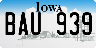 IA license plate BAU939