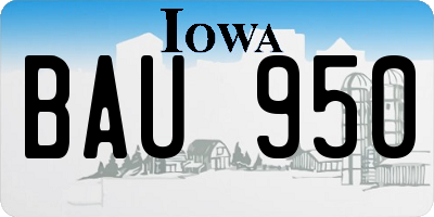 IA license plate BAU950