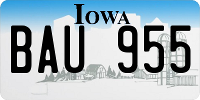IA license plate BAU955