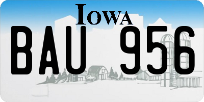IA license plate BAU956