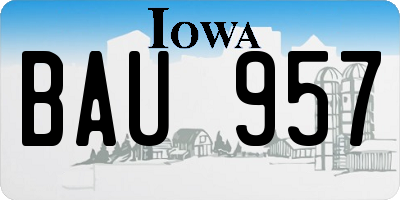 IA license plate BAU957
