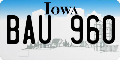 IA license plate BAU960
