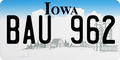 IA license plate BAU962
