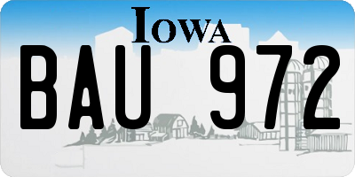 IA license plate BAU972