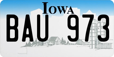 IA license plate BAU973