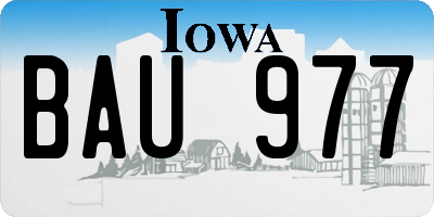 IA license plate BAU977