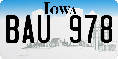IA license plate BAU978