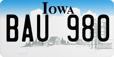 IA license plate BAU980