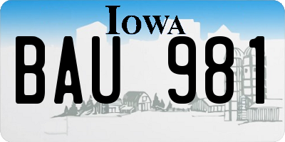 IA license plate BAU981